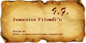 Ivancsics Filomén névjegykártya