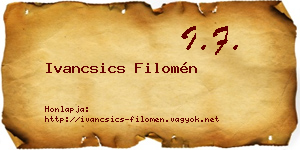 Ivancsics Filomén névjegykártya
